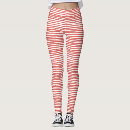 Oranje strepen, lijnen leggings (Voorkant)