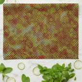 Oranje strepen met flesje theedoek (Gevouwen)