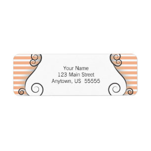 Oranje strepen met  wervelingen etiket