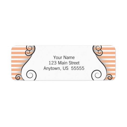 Oranje strepen met  wervelingen etiket (Voorkant)