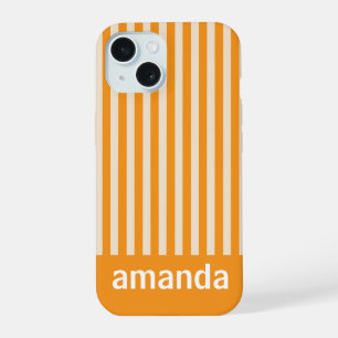 ORANJE STREPEN OP MAAT GEMAAKTE NAAM STIJLVOOL MOD iPhone 15 CASE