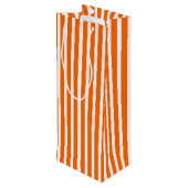 Oranje strepen patroon gepersonaliseerd wijn cadeautas (Achterkant Gekanteld)