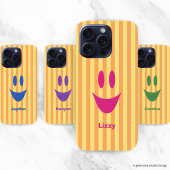 Oranje Strepen Roze Speelse Smiley iPhone Hoesje