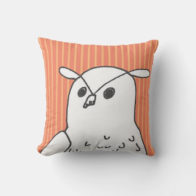 Oranje strepen schattige uil kussen (Voorkant)