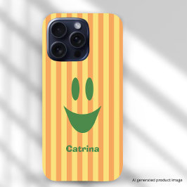 Oranje Strepen Speelse Smiley iPhone 16 Pro Hoesje