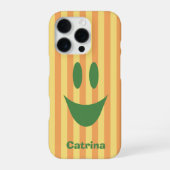Oranje Strepen Speelse Smiley iPhone Hoesje (Achterkant)