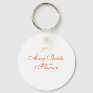 Oranje strik bruidsdouche levendig retro handgetek sleutelhanger