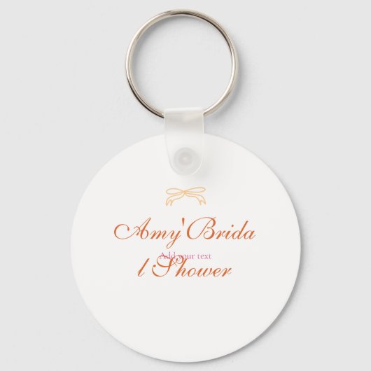 Oranje strik bruidsdouche levendig retro handgetek sleutelhanger (Voorkant)