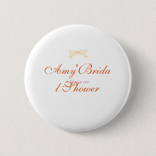 Oranje strik bruidsdouche vet retro handgetekende ronde button 5,7 cm