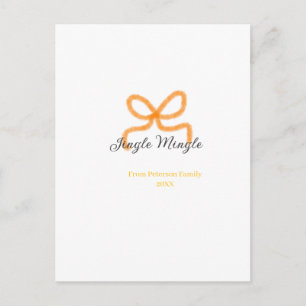 Oranje strik jingle mingle retro boho familienaamd briefkaart