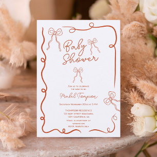 Oranje strik lint illustraties Baby shower Kaart
