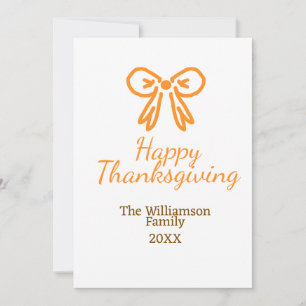 Oranje strik retro Happy Thanksgiving add familie Kaart