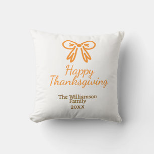 Oranje strik retro Happy Thanksgiving add familie Kussen
