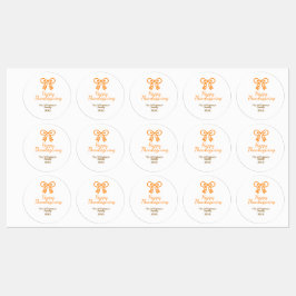 Oranje strik retro Happy Thanksgiving add familie  Labels