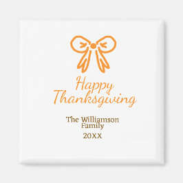 Oranje strik retro Happy Thanksgiving add familie  Magneet