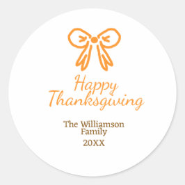 Oranje strik retro Happy Thanksgiving add familie  Ronde Sticker