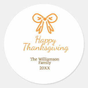 Oranje strik retro Happy Thanksgiving add familie Ronde Sticker