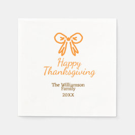 Oranje strik retro Happy Thanksgiving add familie  Servet