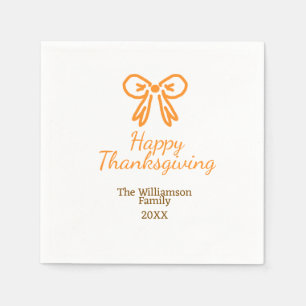Oranje strik retro Happy Thanksgiving add familie Servet