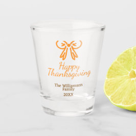Oranje strik retro Happy Thanksgiving add familie  Shot Glas