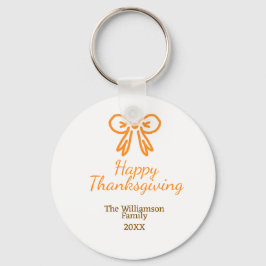 Oranje strik retro Happy Thanksgiving add familie  Sleutelhanger