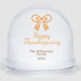 Oranje strik retro Happy Thanksgiving add familie  Sneeuwbol