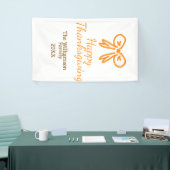 Oranje strik retro Happy Thanksgiving add familie  Spandoek (Beurs)