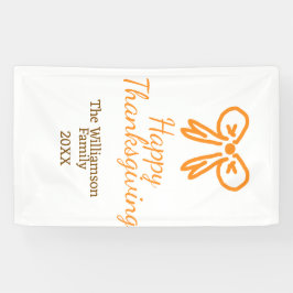 Oranje strik retro Happy Thanksgiving add familie  Spandoek