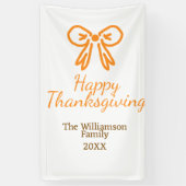 Oranje strik retro Happy Thanksgiving add familie  Spandoek (Verticaal)