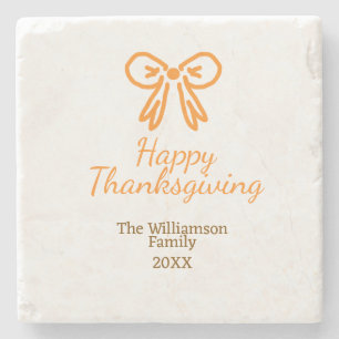 Oranje strik retro Happy Thanksgiving add familie Stenen Onderzetter