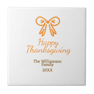 Oranje strik retro Happy Thanksgiving add familie Tegeltje