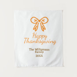 Oranje strik retro Happy Thanksgiving add familie  Wandkleed