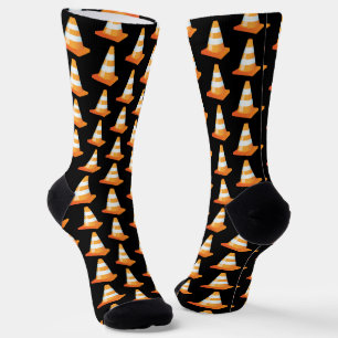 Oranje Stripe Construction Road Traffic Cone Black Sokken