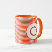 Oranje Stripe Monogram Mok (Voorkant rechts)