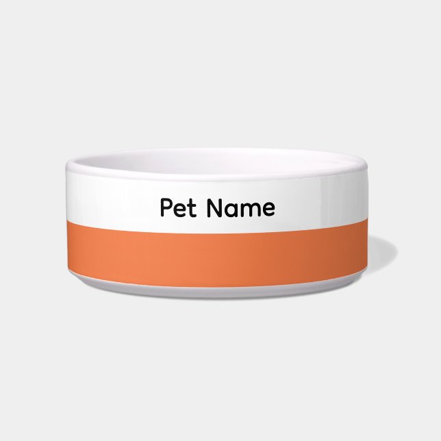 Oranje Stripe Pet Name Bowl Voerbakje (Voorkant)