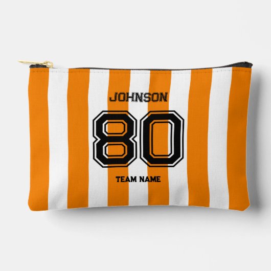 Oranje Stripe Sport Team Aangepaste Naam Nummer Te Etui (Voorkant)