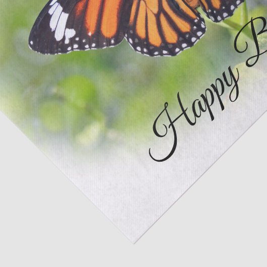  Oranje Striped Butterfly Foto Birthday Tissuepapier (Detail)
