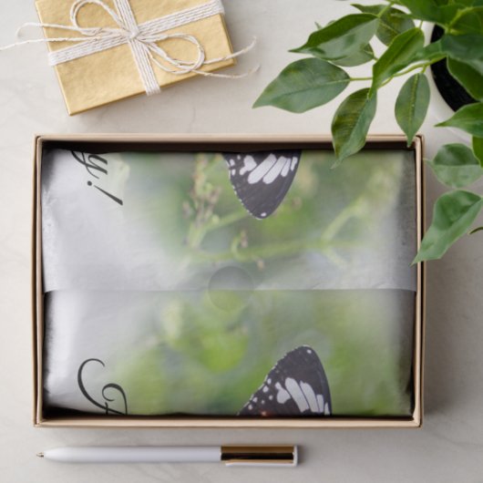  Oranje Striped Butterfly Foto Birthday Tissuepapier (Geschenk)