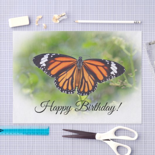  Oranje Striped Butterfly Foto Birthday Tissuepapier (Craft)