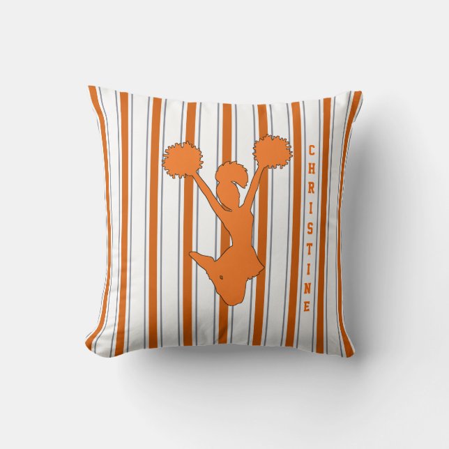 Oranje Striped Cheerleader Pillow Kussen (Voorkant)