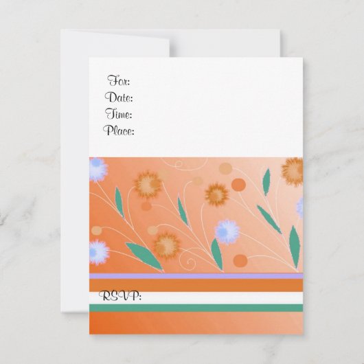 Oranje Stripes en Flowers Birthday Uitnodiging (Achterkant)