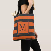 Oranje stripes Halloween Monogram | Canvas tas (Dichtbij)