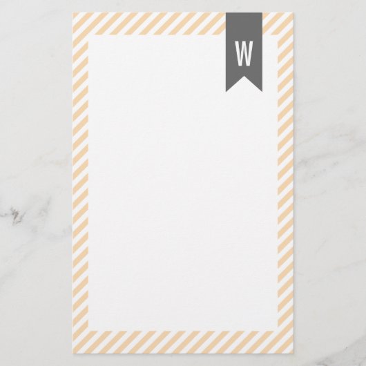 Oranje stripes monogram briefpapier (Voorkant)