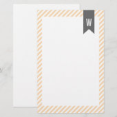 Oranje stripes monogram briefpapier (Voorkant / Achterkant)