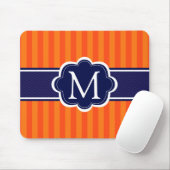 Oranje Stripes Navy Blue Custom Monogram Initiaal Muismat (Met muis)