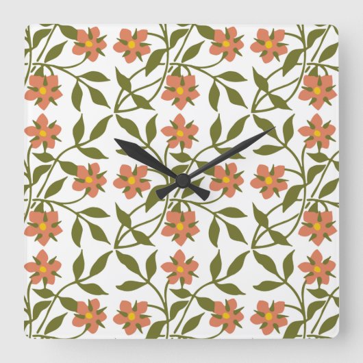 ORANJE STROMEN SQUARE WALL CLOCK VIERKANTE KLOK (Voorkant)