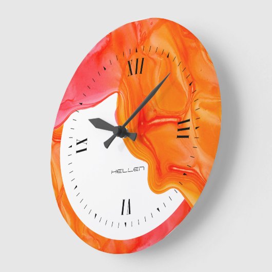 Oranje stromend geodeinkontwerp grote klok (Hoek)