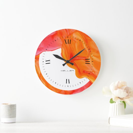 Oranje stromend geodeinkontwerp grote klok (Huis)