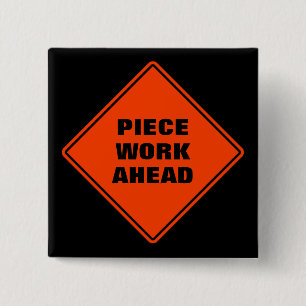 Oranje stuk werk klassiek wegteken vierkante button 5,1 cm