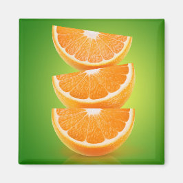 Oranje stukken op groen magneet